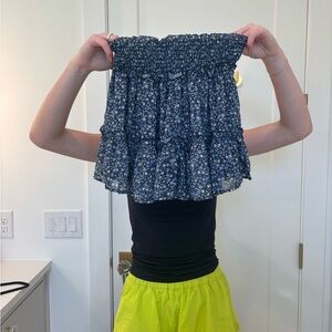 Floral Blue Smocked Skirt